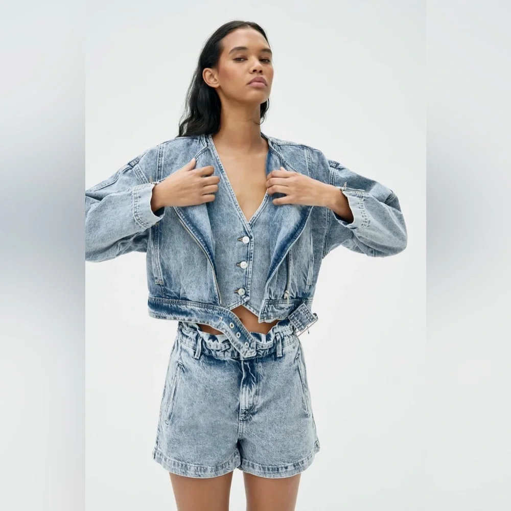 Zara Washed Effect Denim Jacket - Picture 3 of 9
